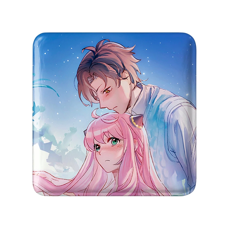 مگنت خندالو طرح دزموند و انیا انیمه اسپای ایکس فمیلی Spy X Family  مدل مربعی کد 22186