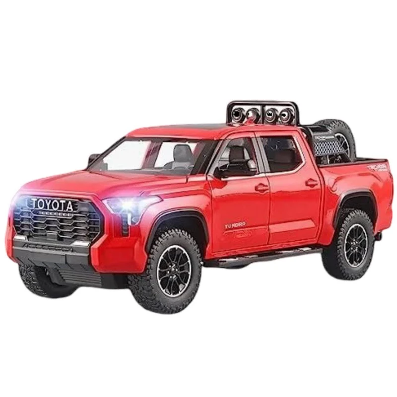 ماکت ماشین ناب سل مدل تویوتا تندرا آفرود فنری فلزی موزیکال چراغدار کد TOYOTA TUNDRA 4*4 به همراه بوق روی فرمان و آیینه های متحرک