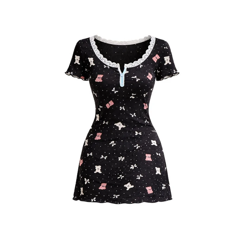 پیراهن آستین کوتاه راحتی زنانه مدل کبریتی 401010 ریژان