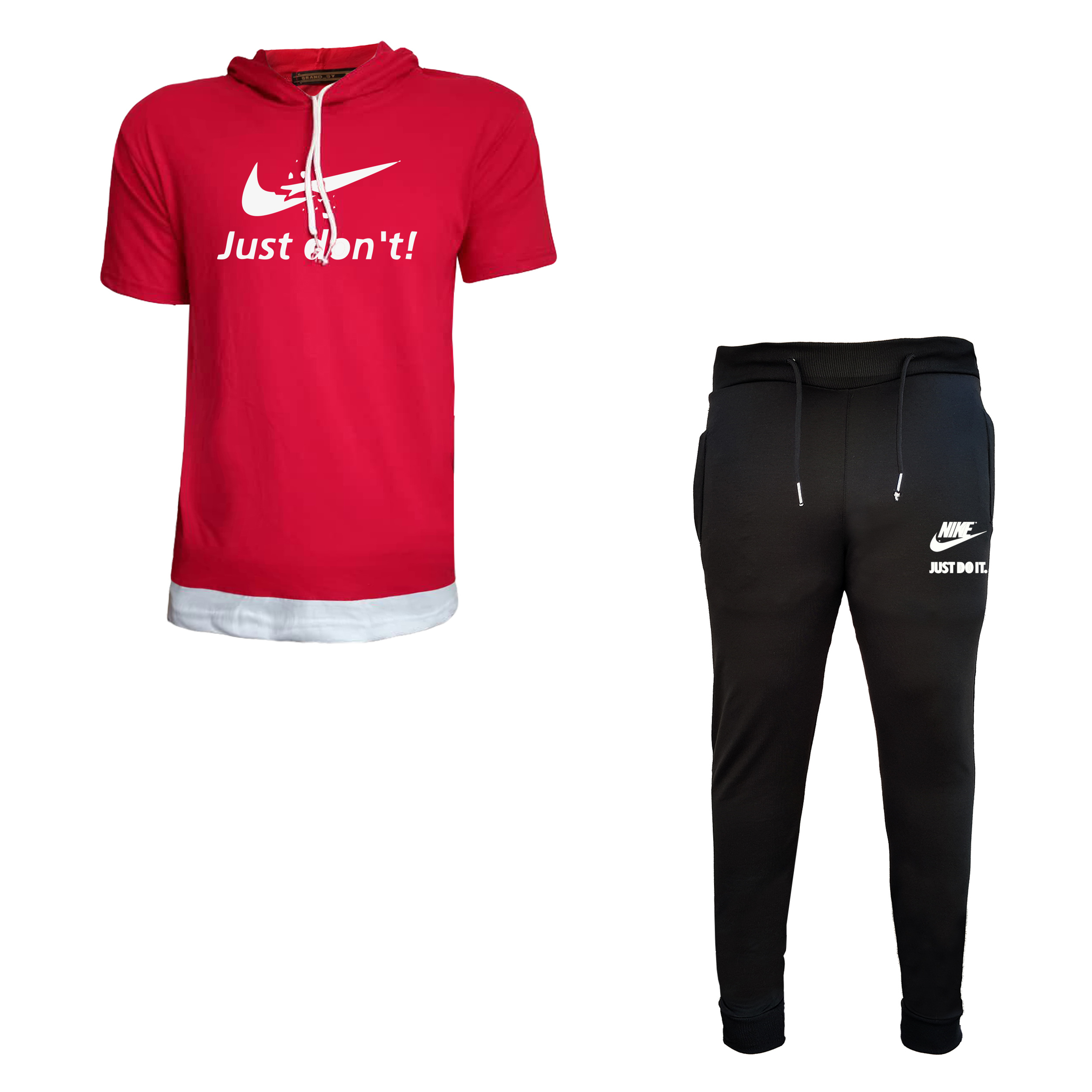 ست تی شرت کلاه دار و شلوار مردانه مدل JUST DO کد 1111