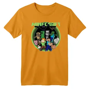 تی شرت آستین کوتاه بچگانه مدل ماینکرفت کد 6 رنگ پرتقالی