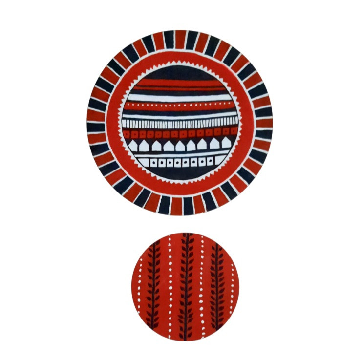 بشقاب دیوارکوب سفالی کد 80 مجموعه دو عددی