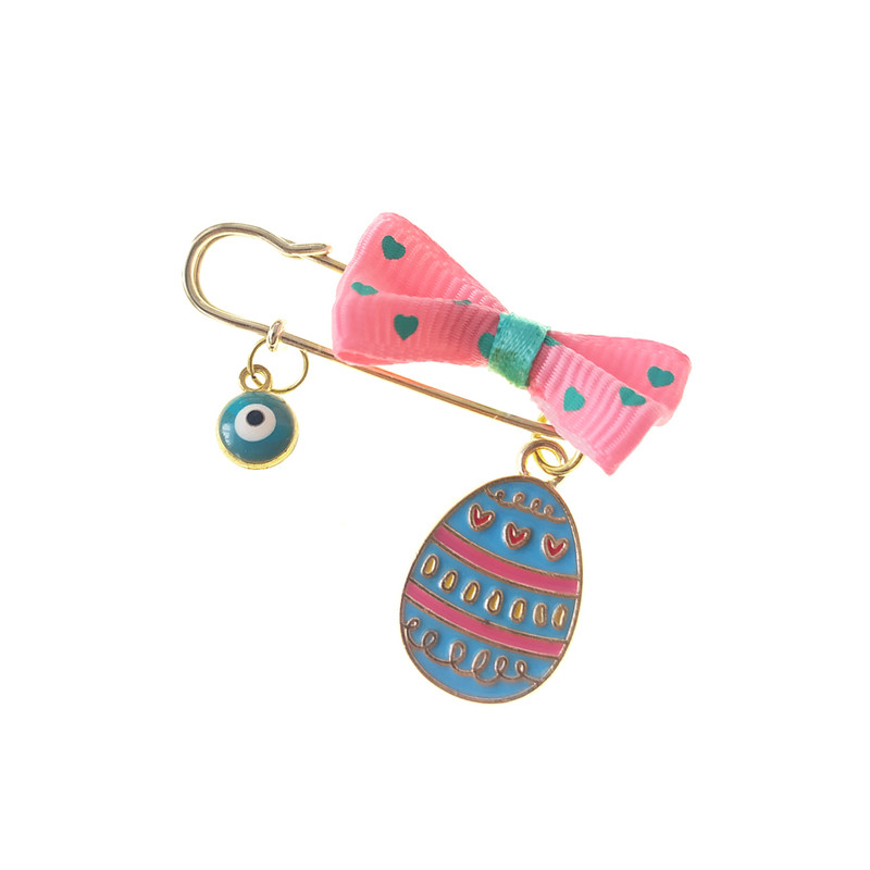 سنجاق سینه دخترانه مدل تخم مرغ عید و چشم نظر