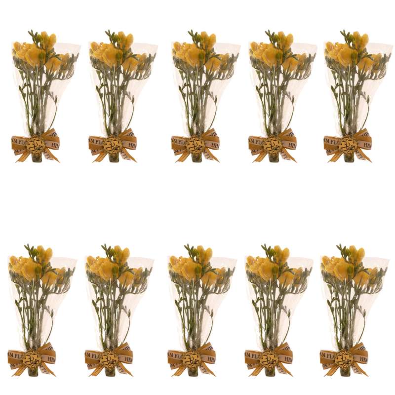 دسته گل طبیعی فرزیا زرد هیمان کد 1104 بسته 10 عددی