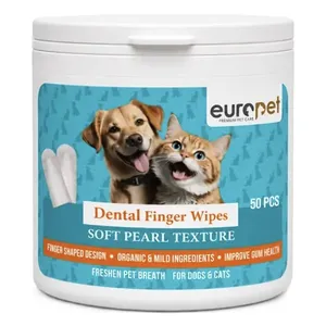Europet Finger Wipes Dental Wipes for Dogs & Cats 50 Count