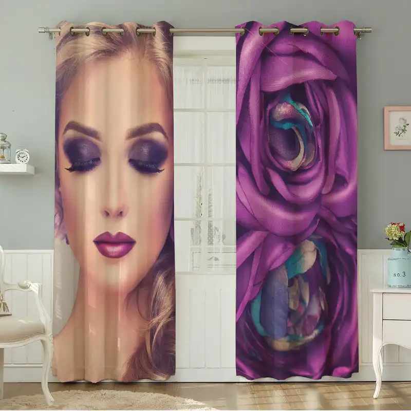 پرده نیروانا طرح چهره مدل مخمل کد 4674سایز 140×280 سانتی متر