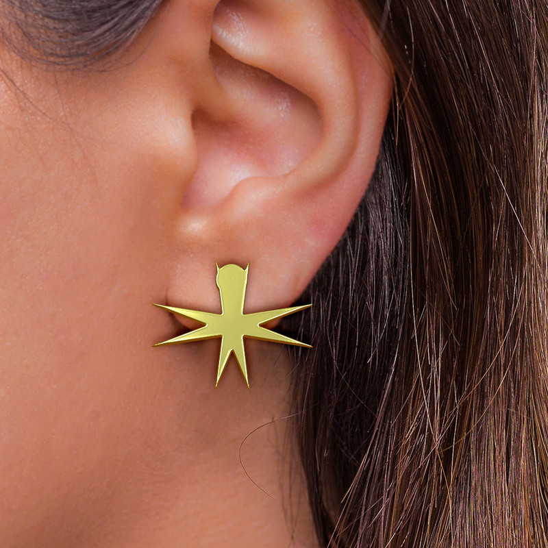گوشواره طلا 18 عیار زنانه مدوپد مدل ستاره کد GA1-15562