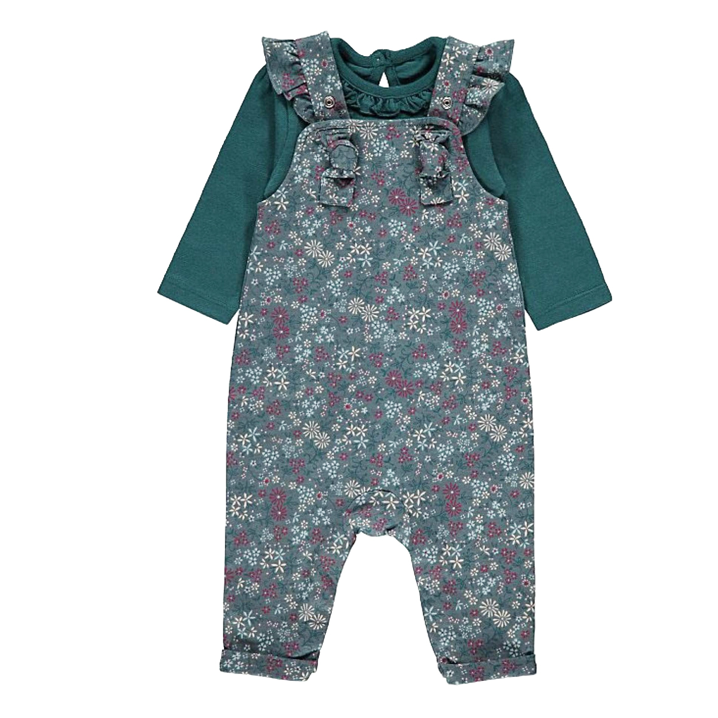 ست سرهمی و تیشرت نوزادی جورج مدل  flowers-Gn