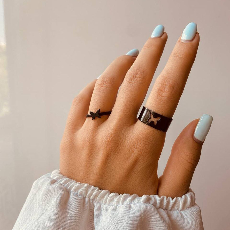 انگشتر زنانه مدل مکمل پروانه بسته 2 عددی