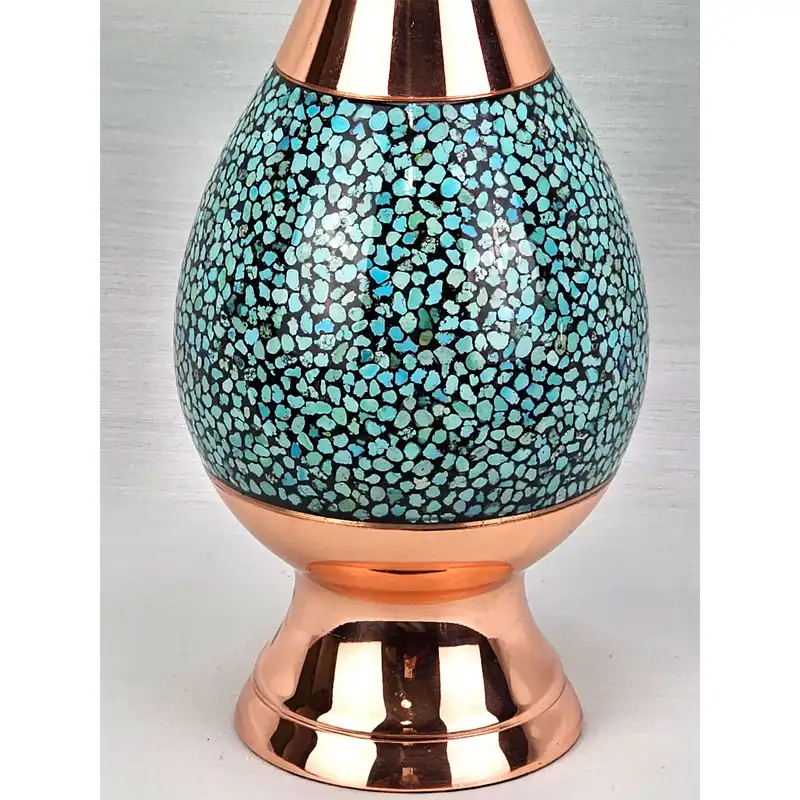 گلدان فیروزه کوبی مسی کد 25c