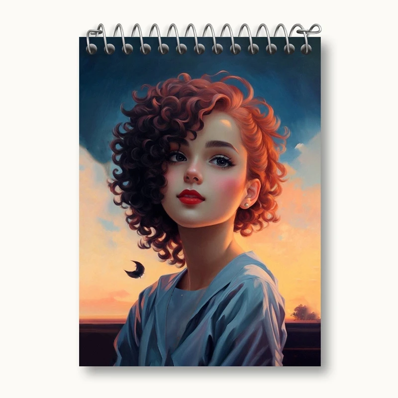 دفتر یادداشت 50 برگ خندالو مدل دختر مو فرفری کد 28798