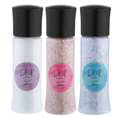 نمک صورتی و  آبی و دل نمک دُر نمک - 400 گرم بسته 3 عددی