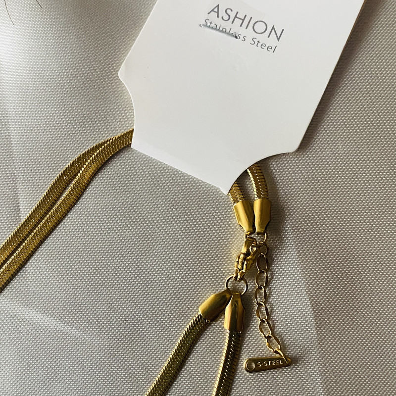 زنجیر زنانه استینلس استیل مدل ماری دو ردیفه