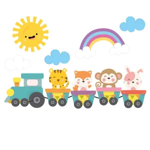 استیکر دیواری کودک تُکتم مدل قطار حیوانات