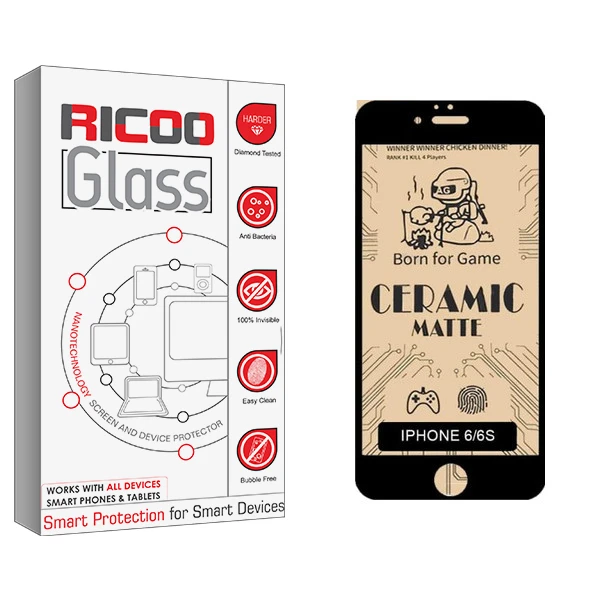 محافظ صفحه نمایش سرامیکی مات ریکوو مدل +HD مناسب برای گوشی موبایل اپل iphone 6 / 6s