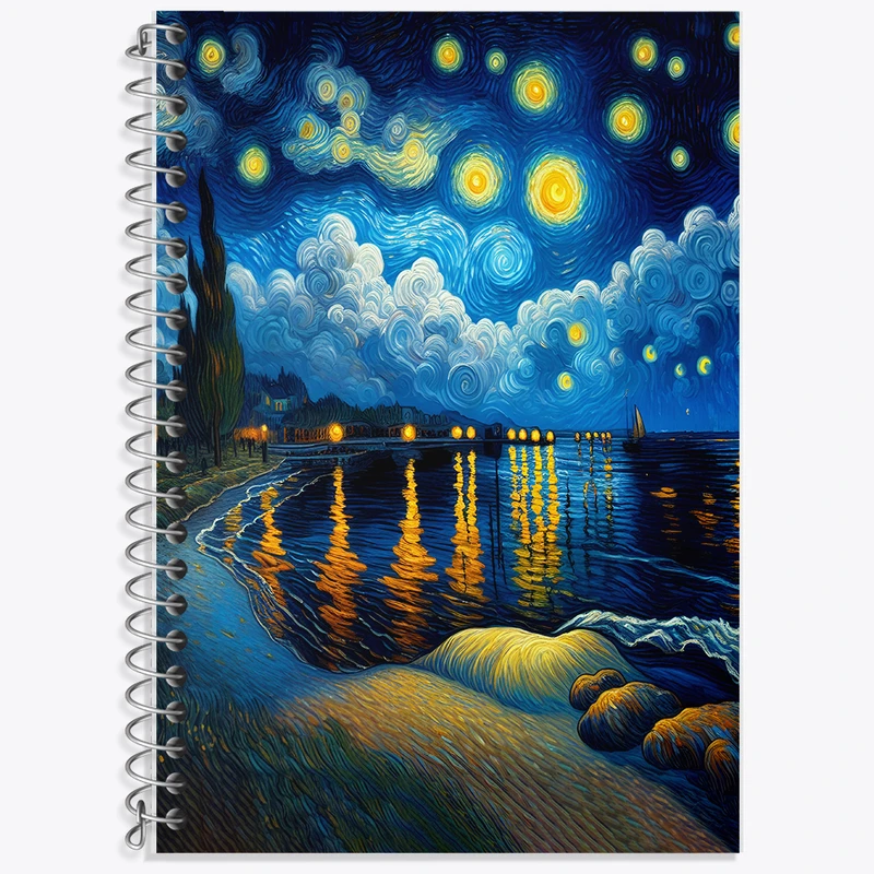 دفتر زبان 50 برگ خندالو مدل سه خط طرح شب پر ستاره کد F5097