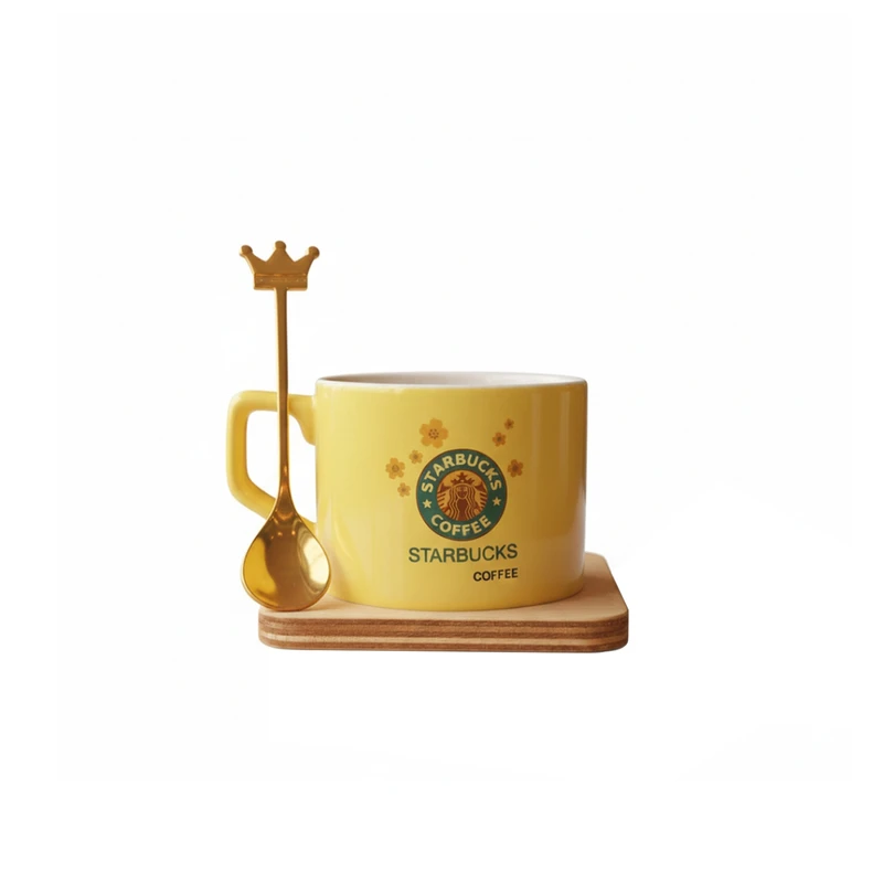 ماگ مدل سرامیکی کد NR-145 به همراه قاشق و زیر لیوانی