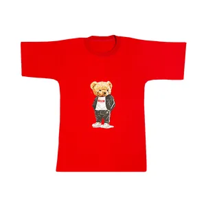 تی شرت آستین کوتاه پسرانه مدل خرس ورزشی رنگ قرمز