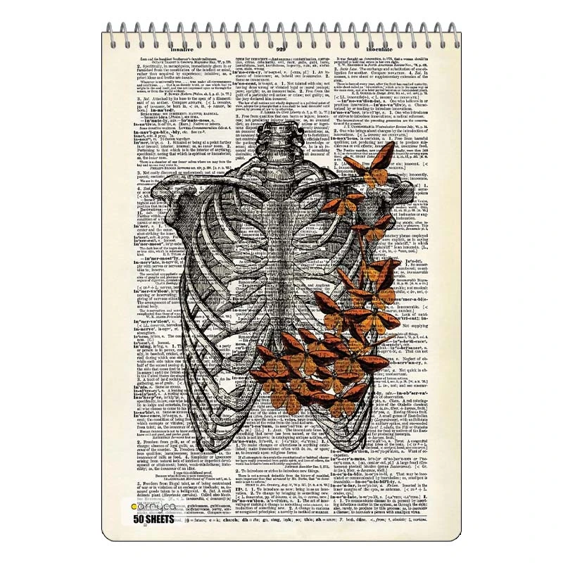 دفتر نقاشی 50 برگ سیمی کارنیکا طرح روزنامه وینتج قفسه سینه Vintage Newspaper Chest Anatomy کد 44929