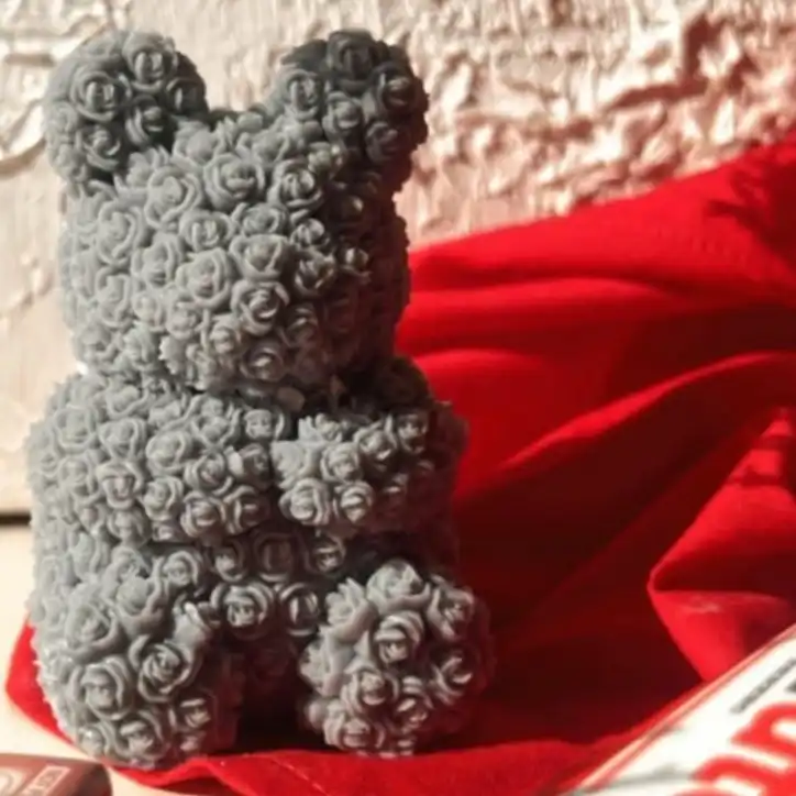 قالب شمع مدل سیلیکونی طرح خرس تدی گلدار