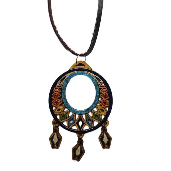 گردنبند زنانه مدل چوبی طرح انتزاعی کد NC141