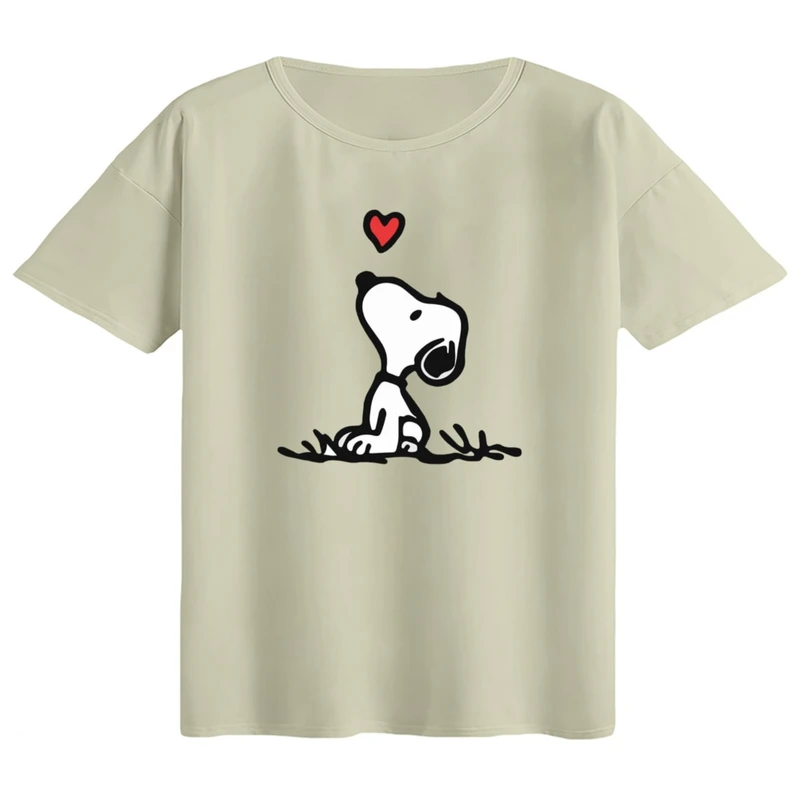 تی‌شرت اورسایز آستین کوتاه زنانه مدل باکسی طرح اسنوپی کد ۲۶