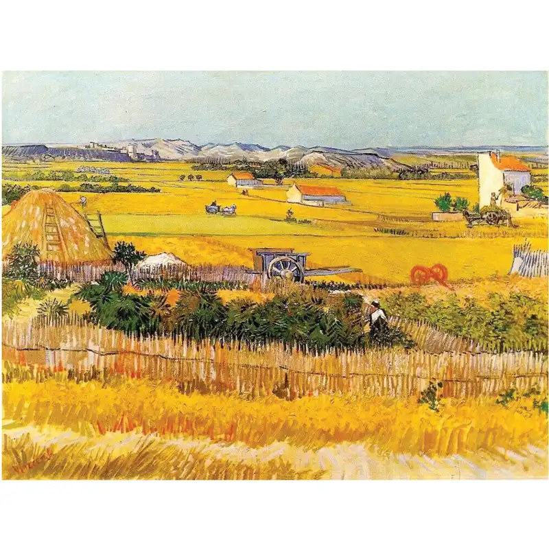 تابلو نقاشی رنگ‌ روغن طرح برداشت گندم مدل ونسان ونگوگ کد 0134