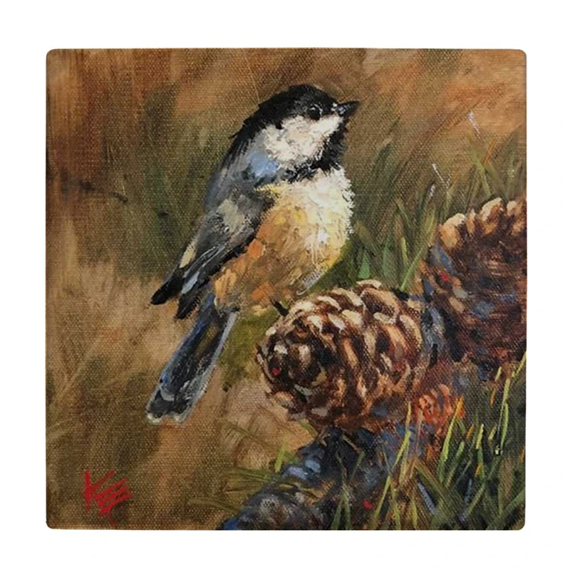 زیر لیوانی طرح پرنده و میوه کاج کد    3612359_1499