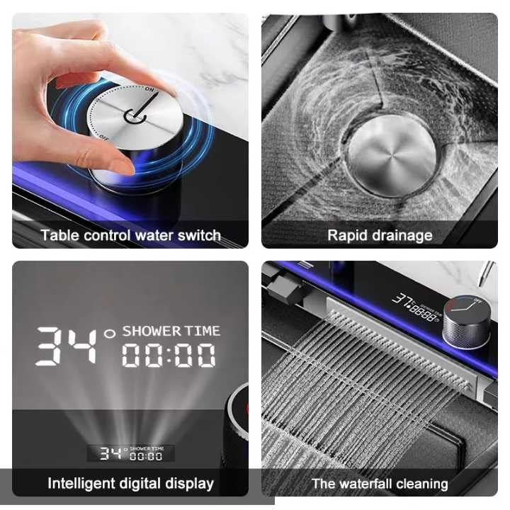 سینک ظرفشویی استیل دیکالان مدل پیانویی نمایشگردار و LED دار کد ۷۵۰۴۵