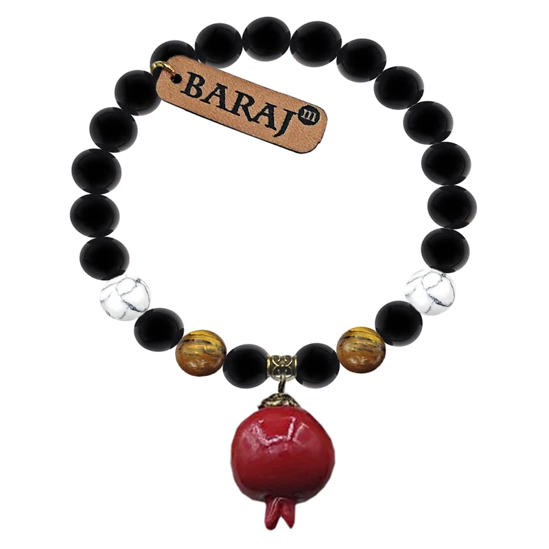 دستبند زنانه باراج من مدل چشم ببر و انار 