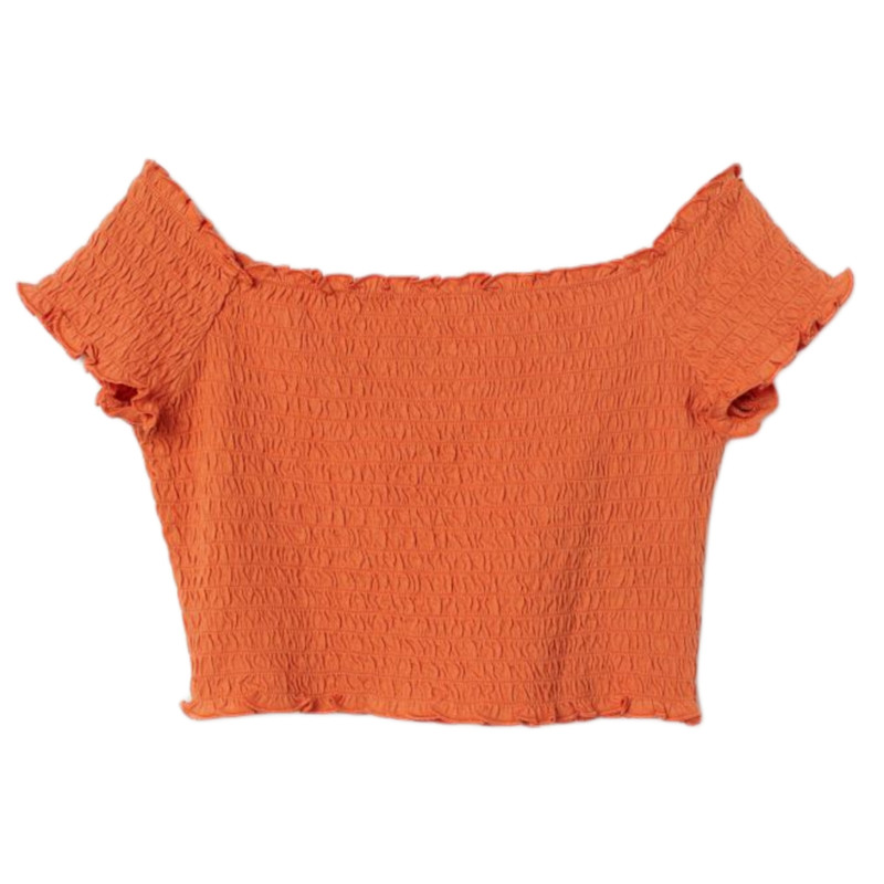 کراپ تاپ زنانه مدل نخی تابستانی رنگ نارنجی 