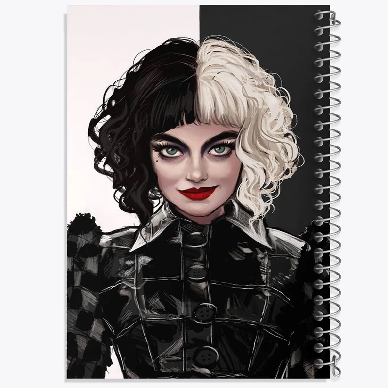 دفتر ژورنال نویسی 50 برگ خندالو مدل نقطه ای طرح کروئلا Cruella کد 10750