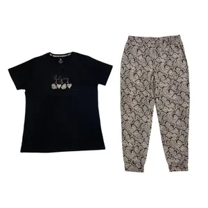 ست تی شرت آستین کوتاه و شلوار زنانه مدل پوست ماری