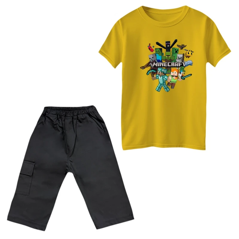 ست تی‌شرت و شلوارک پسرانه مدل ماینکرفت کد 4