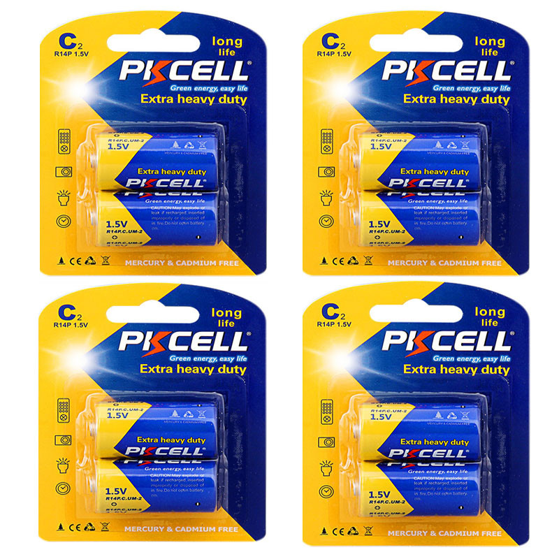 باتری C پی‌کی سل مدل  Extra heavy duty 1.5V C/R14P بسته 8 عددی