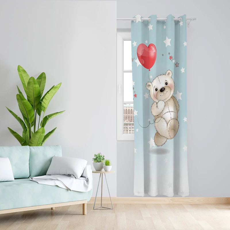 پرده طرح کودک مدل مخمل پانچی کد L 1539 Z سایز 140x200 سانتی متر