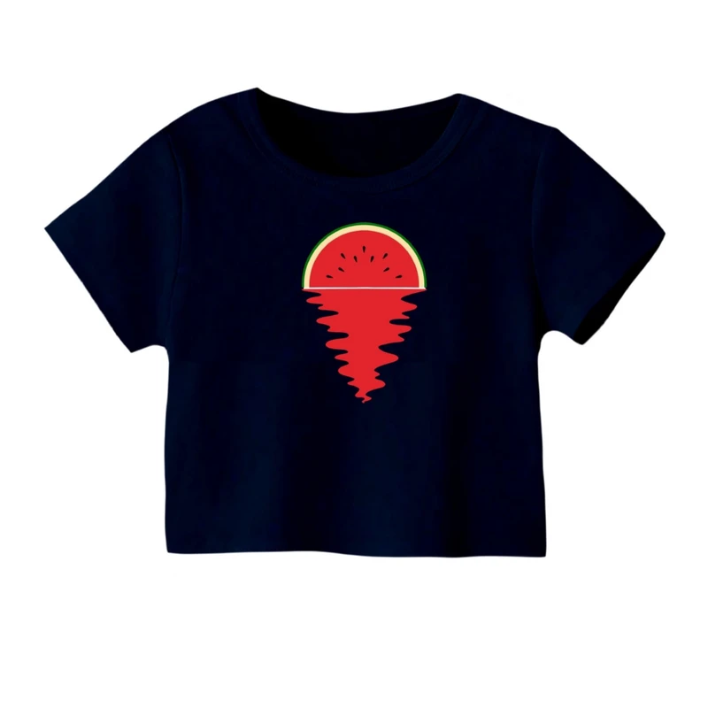 کراپ‌ تی‌شرت آستین کوتاه زنانه مدل هندوانه غروب کد 2