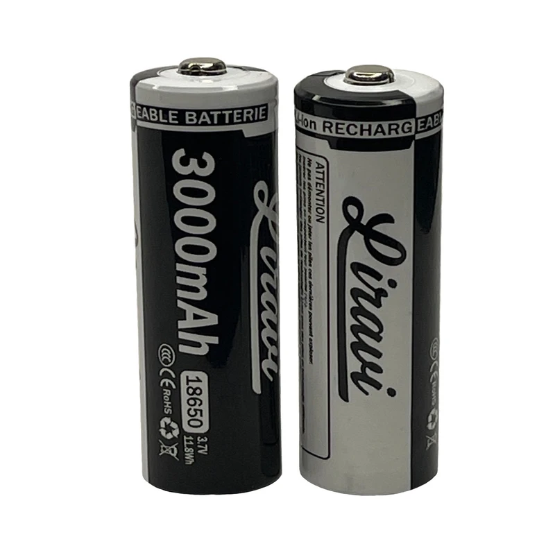 باتری لیتیومی قابل شارژ لیراوی مدل 18650 کد 3.7v ظرفیت 3000 میلی آمپر ساعت بسته 2 عددی