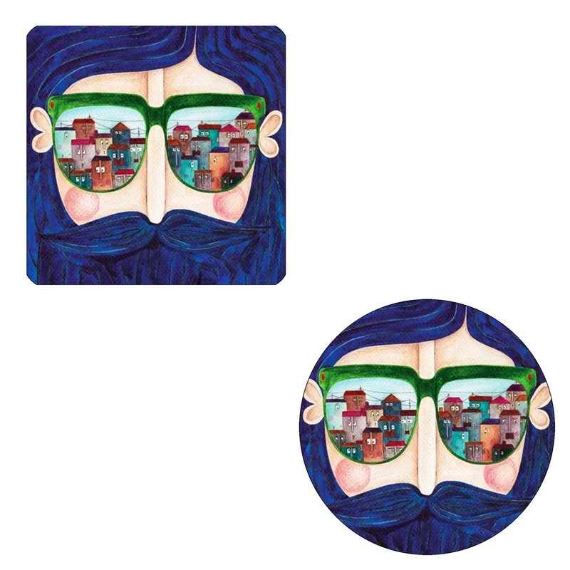 مگنت طرح مردی با عینک آفتابی کد wmg198 به همراه زیر لیوانی