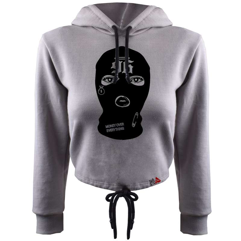 هودی زنانه مدل نقاب کد T12 رنگ طوسی