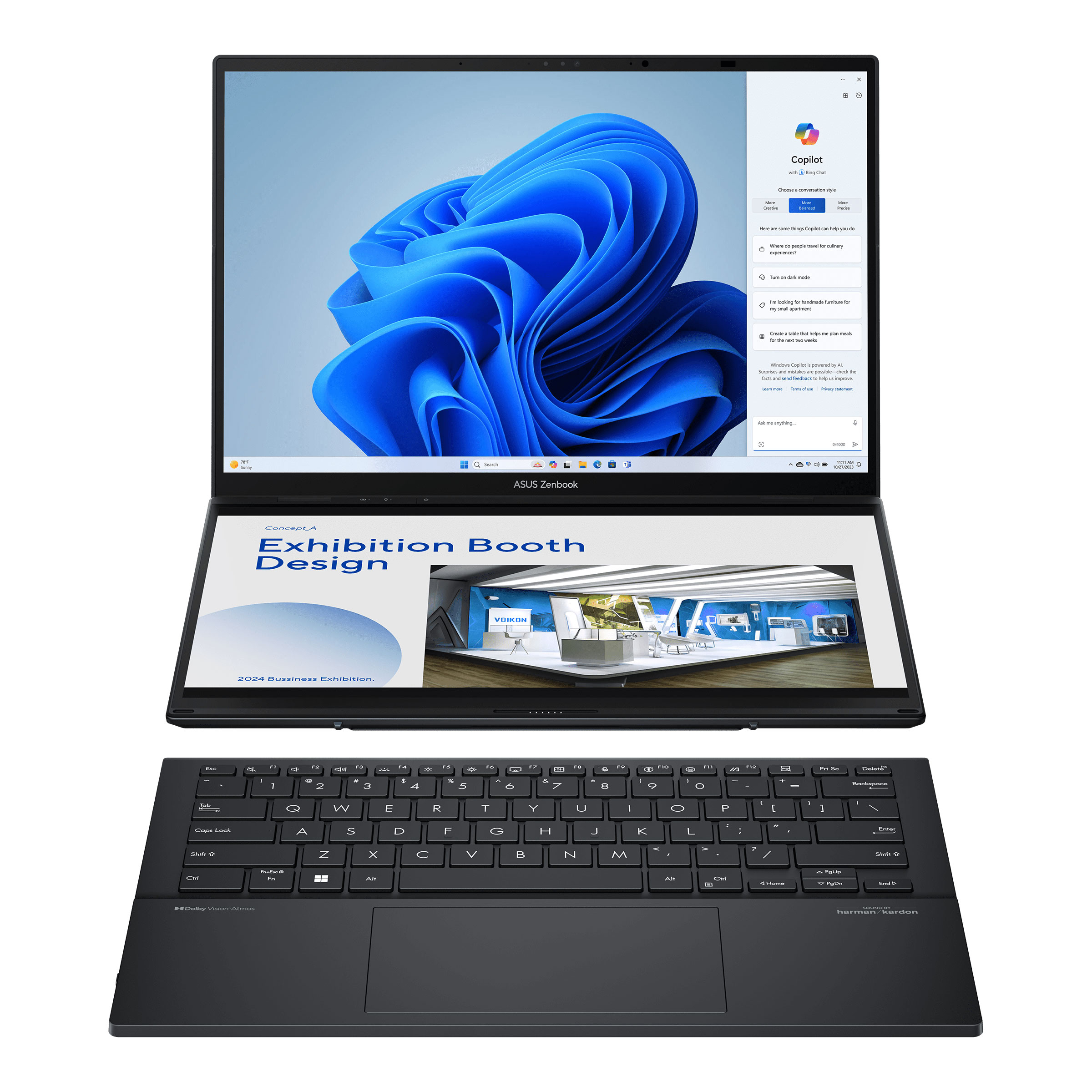 لپ تاپ 14 اینچی ایسوس مدل Zenbook DUO UX8406CA-Core Ultra 9 285H-32GB LPDDR5X-1TB SSD-Dual WUXGA OLED Touch 60Hz-W - کاستوم شده