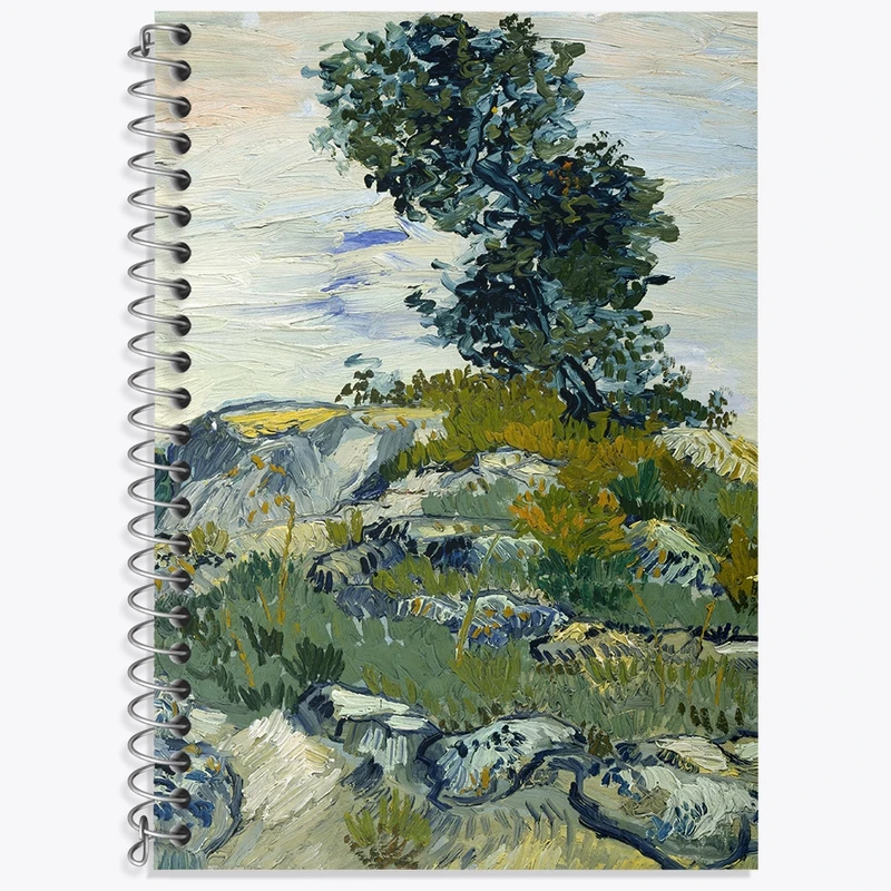 دفتر زبان 50 برگ خندالو مدل سه خط طرح صخره ها ونسان ونگوگ (Van Gogh) کد 36805