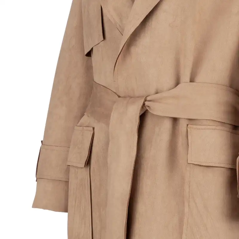 پالتو زنانه سرژه مدل 216606 رنگ نسکافه ای