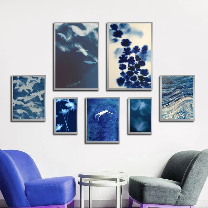 تابلو بکلیت طرح طبیعت و گل و پرنده مدل SI-3445 فریم نقره ای مجموعه 7 عددی