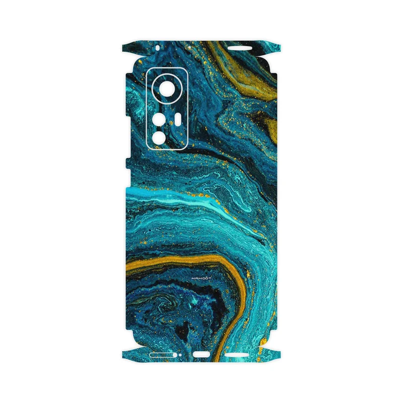 برچسب پوششی ماهوت مدل Turquoise marblewith golden streaks-FullSkin مناسب برای گوشی موبایل شیائومی 12X