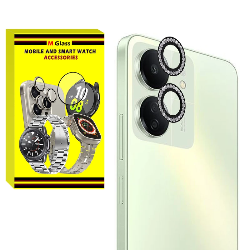 محافظ لنز دوربین رینگی ام‌گلس مدل Diamond Protector مناسب برای گوشی موبایل شیائومی Redmi 13C