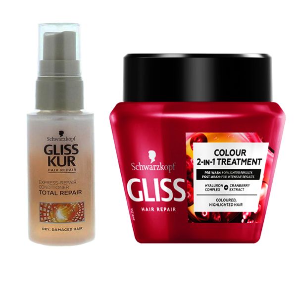 ماسک مو گلیس مدل 2 IN 1 حجم 300 میلی لیتر به همراه اسپری دو فاز گلیس مدل توتال حجم 50 میلی لیتر - - 2