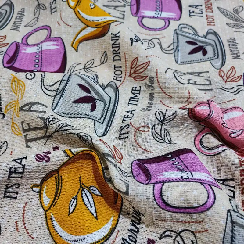 پارچه آشپزخانه طرح قوری و استکان مدل P