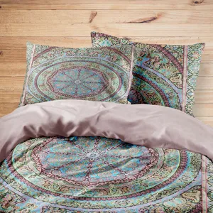 سرویس روتختی مدوپد طرح قالیچه قم ترنج دایره‌ای مدل C-Ghom116 یک نفره 4 تکه