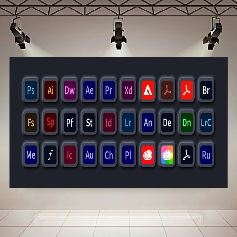 پوستر پارچه ای طرح مخمل آیکون برنامه های گرافیکی مدل انتزاعی جدول تناوبی AR302562